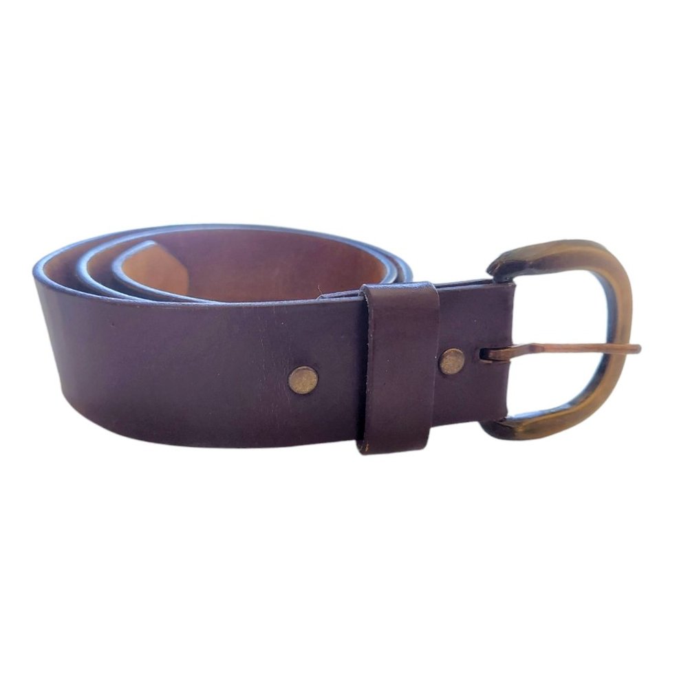 RANGE LEATHER Men's Brown Scarred & Scratched Leather Belt Size 32